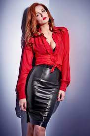 Find dozens of the hottest trends and styles at shein! Redhead In Black Leather Pencil Skirt And Red Blouse Black Leather Pencil Skirt Leather Pencil Skirt Leather Dresses