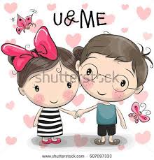 Cute Cartoon Boy And Girl Are Holding Hands On A Heart Background Cute Cartoon Boy Cute Cartoon Cute Cartoon Girl