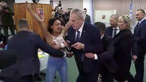 Milos zeman · belarus opposition leader urges international probe of govt · czech bill to compensate forcibly sterilized roma passes · czech minority coalition . Prasidentschaftswahlen In Tschechien Femen Attacke Auf Milos Zeman Archiv