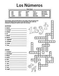 Los Numeros Spanish Numbers 1 20 Crossword Puzzle Worksheet Spanish Numbers Beginner Spanish Worksheets Spanish Worksheets