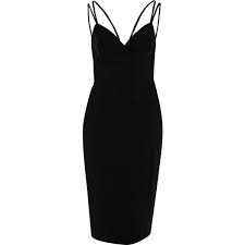 River Island Black Strappy Bodycon Midi Dress 110 Liked On Polyvore Featuring Dresses Black Midi Dress Bodycon Black Strappy Dress Midi Dress Sleeveless