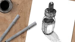 Brush, nib, and pen style (skillshare). Pen And Ink Drawing Ink Bottle With Cross Hatching Paintingtube