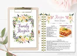 Floral Printable Cook Book Editable Recipe Template Recipe Pages Pattern Blank Recipe Book Instant Download Doc File Letter Size In 2021 Cookbook Template Recipe Book Diy Printable Recipe Page