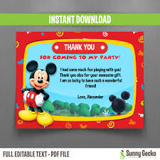 Save up to 40% off + extra 20% off everything. Disney Mickey Mouse Clubhouse Birthday Thank You Cards Instant Download And Edit With Adobe Reader