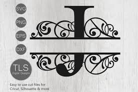 Letter J Split Monogram Svg Split Monogram Svg Letter J Cricut By Tlsdigitaldesigns Thehungryjpeg Com