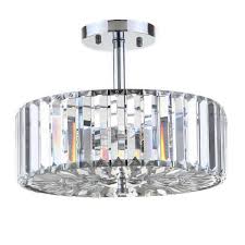 Safavieh Ariel 3 Light Chrome Clear Crystal Drum Pendant Lit4446a The Home Depot