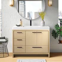 Fresca windsor 40 free standing single basin vanity set with wood cabinet, quartz vanity top, framed mirror, and one single hole faucet. 41 To 45 Inch Bathroom Vanities Wayfair