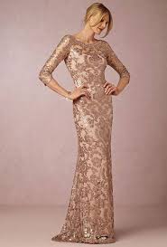 Long Sleeves Rose Gold Bateau Neck Vintage Lace Mother Of Bride Dresses Rose Gold Wedding Dress Popular Wedding Dresses Mother Of The Bride Dresses