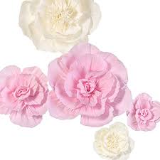 Buy paper flowers, foam flowers, silk flowers, giant flowers, and more! Ling S Moment Large Paper Flower Decorations For Wall 5 X Handcrafted Pink White Crepe Paper Flowers For Baby Nursery Bridal Shower Party Wedding Backdrop Archway Centerpiece Buy Online In Belize At