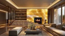 ᑕ❶ᑐ Stunning Backlit Onyx Stone Electric Fireplace Wall