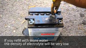 Once you've figured out the solution you would like for your battery, it's time to add the solution into the battery. How To Refill Battery With Distilled Water Youtube