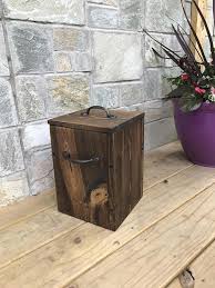 Espresso Rustic Garbage Can With Lid Bathroom Trash Can 3 Etsy Bathroom Trash Can Wooden Trash Can Trash Can