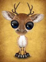 Curious Baby Deer Calf With Big Eyes On Yellow Cute Cartoon Animals Cartoon Animals Cute Art