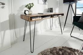 Kostenlose lieferung an den aufstellort sowie kostenlose rückgabe für qualifizierte artikel. Schreibtisch 110cm Grau Akazie Massivholz Industriedesign Dunord