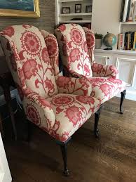Red And White Wingback Chairs A Pair On Chairish Com Wingback Chair Chair Design