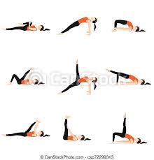 But any time the instructor calls for this intimidating inversion, i freeze. Leg Extention Yoga Poses Set Illustration Stylized Woman Practicing Yoga Postures Variations With Legs Canstock