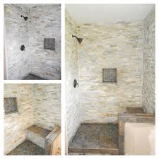 Gray Stone Shower With Bench Grey Stone Shower With Bench Stone Shower Shower Tile Stone Bathroom