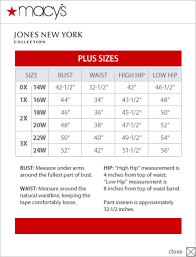 Jones New York Collection Plus Size Chart Via Macys
