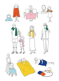 家族イラスト ガーゼブランド cumuco イラスト ビジネスイラスト 水彩画 食品