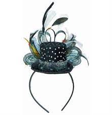 Feathered Black Mini Hat Headband Sweet 16 Party Supplies Sweet 16 Party Store Mini Top Hat Party Headband Mad Hatter Hats