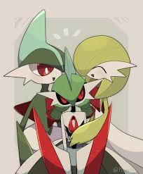 257585 - safe, artist:phero1111, fictional species, gallade, gardevoir,  iron valiant, robot, nintendo, pokémon, spoiler:pokémon gen 9,  spoiler:pokémon scarlet and violet, 2022, 2d, abstract background, eyes  closed, female, future pokémon, genderless ...