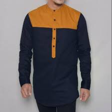 Trend busana muslim lebaran 2019. Baju Koko Gamis Pria Muslim Kurta Pakistan Hitam Kombinasi Mustard Keren Elegan 2020 Shopee Indonesia
