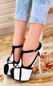 Beautiful Black And White High Heels Fashion Stiletto T Strap High Heel Shoes Heels Shoes Heels Shoes