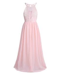 Kinder madchen hochzeitskleid kommunion abendkleid prinzessin lang ballkleider ebay www.ebay.de. Kinder Blumen Madchen Neckholder Chiffon Kleid Pink Gr 104 116 128 140 152 164 Ebay
