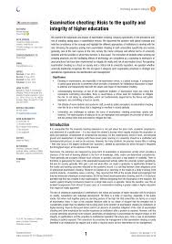 Maybe you would like to learn more about one of these? Pdf Examination Cheating Risks To The Quality And Integrity Of Higher Education