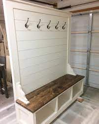 The bush furniture fairview hall tree with shoe storage bench is a great way to bring relaxed modern farmhouse styling right to your front door. Awesome Builds Shiplap Hall Tree Bench Shiplap Halltree Customfurniture Bench Hall Tree Shiplap Hall Tree Hall Tree Bench