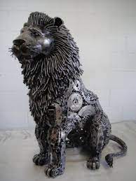Metal Animal Art Garden Sculpture Horse Dog Bird Dragon Dinosaur Eagle Lion Bear Wild Boar Deer Bull Rhino Scrap Metal Art Metal Art Metal Sculpture