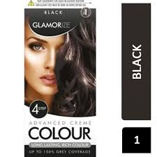 Leave the hair for several minutes, depending on the instructions in the box.; Glamorize Creme Colour 1 Black Ladies Online Pound Store