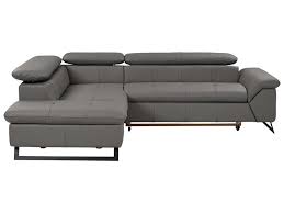 Blanc, noir, gris, rouge ou marron. Canape D Angle Gauche Convertible 4 Places En Cuir Yvo Coloris Gris Smartsdiscount