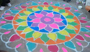 Kids Rangoli Art From India Easy Chalk Drawings Chalk Art Sand Art Projects