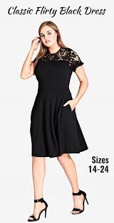 Figure Flattering Black Dress We All Need Plus Size In Sizes 14 24 Plussize Littleblackdress Affi Flirty Black Dress Plus Size Fashion Plus Size Outfits