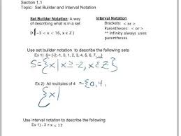 Interval And Set Builder Notation Youtube