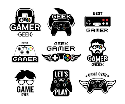 Su logo de videojuegos refleja la identidad de su equipo. Download Video Game Logo Set Emblems With Gamer Vintage And Modern Joystick Console Controller Headset Isolated Vector Illustration For Online Game Label Te Video Game Logos Game Logo Logo Set