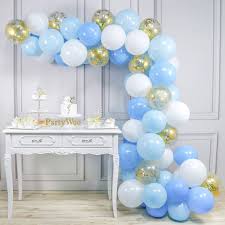 Partywoo Blue And White Balloons 70 Pcs 12 Inch Sky Blue Balloons Baby Blue Balloons White Balloons Gold Confetti Balloons Boy Baby Shower Decorations For Blue Baby Shower Boy Birthday Toddler Party