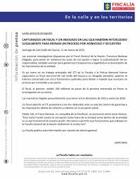 De acuerdo con la investigación documentada con evidencia técnica y testimonial, interceptación de comunicaciones, vigilancias y seguimientos. Fiscalia Colombia On Twitter Atencion Capturados Un Fiscal Y Un Abogado En Cali Que Habrian Intercedido Ilegalmente Para Frenar Proceso Por Homicidio Y Secuestro El Fiscal Al Parecer Recibio 100 Millones