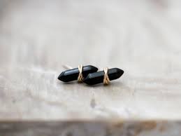Obsidian Stud Earrings Black Gemstone Studs Minimalist Boho Jewelry Gold Filled Rose Gold Sterling Silver Gifts Under 50 Crest In 2020 Stud Earrings Earrings Studs
