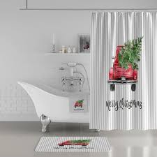 Red Truck Decor Christmas Shower Curtain Holiday Bathroom Decor Christmas Bathroom Decor Holiday Bathroom Bathroom Decor