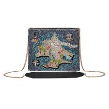Never Land Map Beaded Handbag By Mary Frances Peter Pan Shopdisney Beaded Handbag Handbag Disney Bag