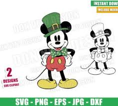 Mickey icons & mouse ears fonts. Leprechaun Mickey Mouse Svg Dxf Png Disney Irish Suit Jumping Cut