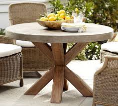 Abbott Concrete Top Round Fixed Dining Table Potterybarn I Am In Love With This Concrete Top Table Patio Dining Table Dining Table Outdoor Dining Table