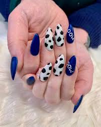 Acrylic Nails Chrome Nails Almond Nails Animal Print Nails Cow Nails Matte Nails Opal Nails Blue Nails White Na In 2020 Cow Nails Opal Nails Animal Print Nails