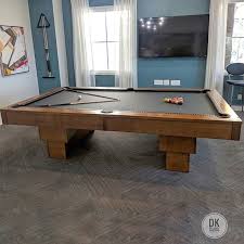Finished Recovering The Bed In Charcoal On This 9 Foot Pool Table At Toscana In Irvine Billiards Dkbilliards Playpool Manca Pool Table Billiards Play Pool