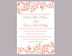 Diy Wedding Invitation Template Editable Word File Instant Do Diy Wedding Invitations Templates Orange Wedding Invitations Instant Download Wedding Invitations