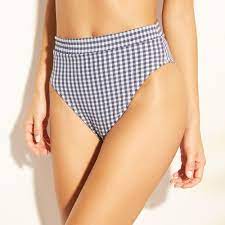 Women S Gingham High Waist Bikini Bottom Xhilaration Navy Gingham S Classic Navy High Waisted Bikini Bottoms High Waisted Bikini Swimsuits High Waisted