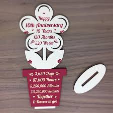 According to etiquette, the traditional 10 year gifts for him are aluminum or tin items while the modern gift is diamonds. 10th Wedding Anniversary Gift For Husband Wife Gift For Him Her