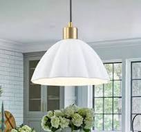 MENCOLULU 9.65 in. 1-Light Modern Gold Dome Pendant Light with White  Textured Ceramic Shade for Bedroom SKUA094758 - The Home Depot